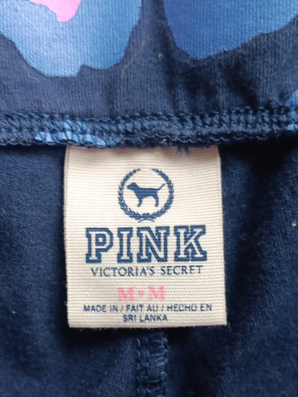 Victoria's Secret PINK Blue & Pink Foldover Yoga Shorts w bling"LOVE PINK"* Sz M - Picture 3 of 7